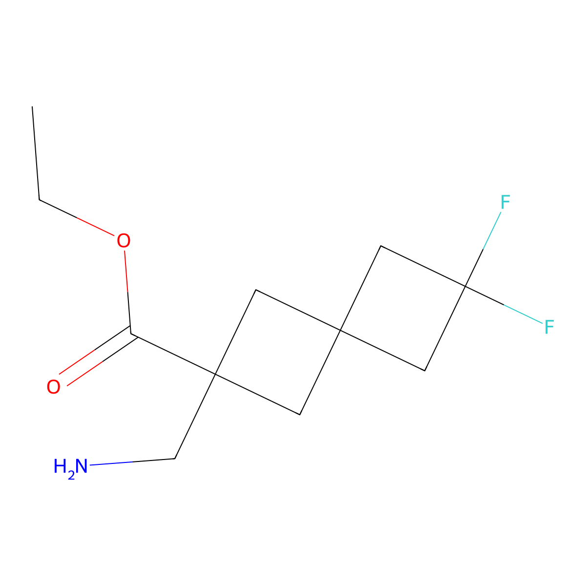 Ethyl 2-(aminomethyl)-6,6-difluorospiro[3.3]heptane-2-carboxylate molecular structure, CAS 2309447-17-2