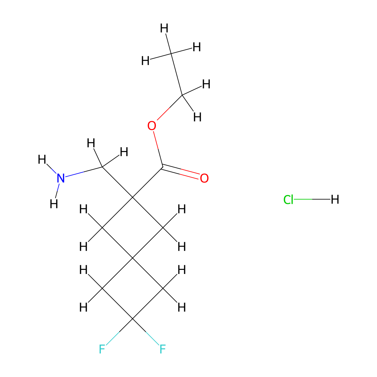 Ethyl2-(aminomethyl)-6,6-difluorospiro[3.3]heptane-2-carboxylatehydrochloride molecular structure, CAS 2309447-18-3