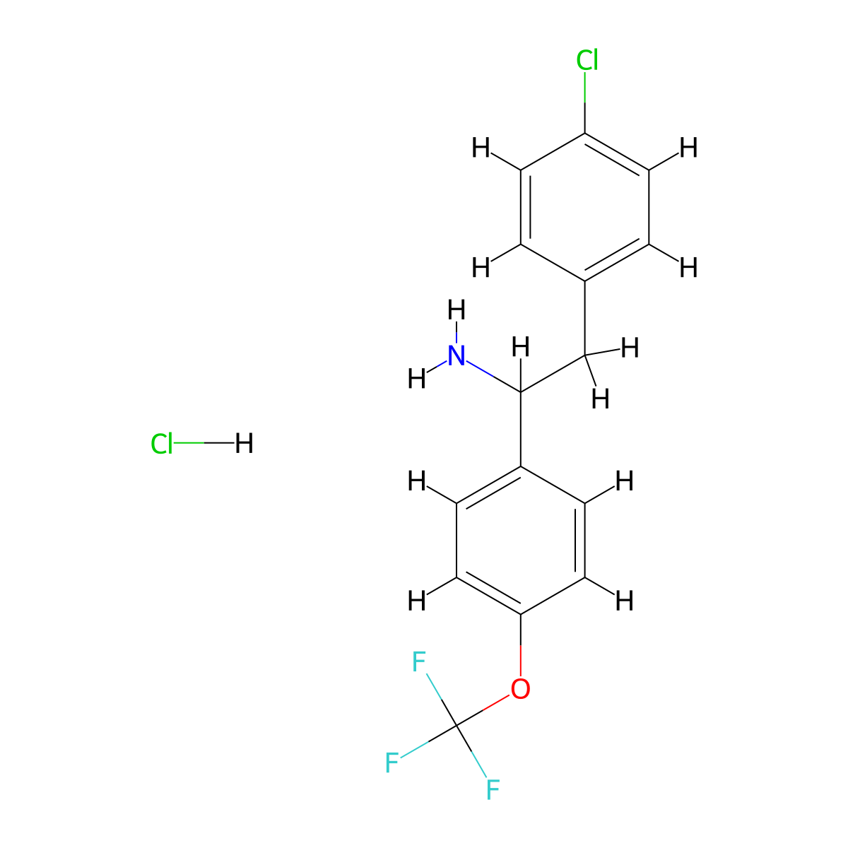 2-(4-Chlorophenyl)-1-[4-(trifluoromethoxy)phenyl]ethan-1-amine hydrochloride molecular structure, CAS 2309447-48-9