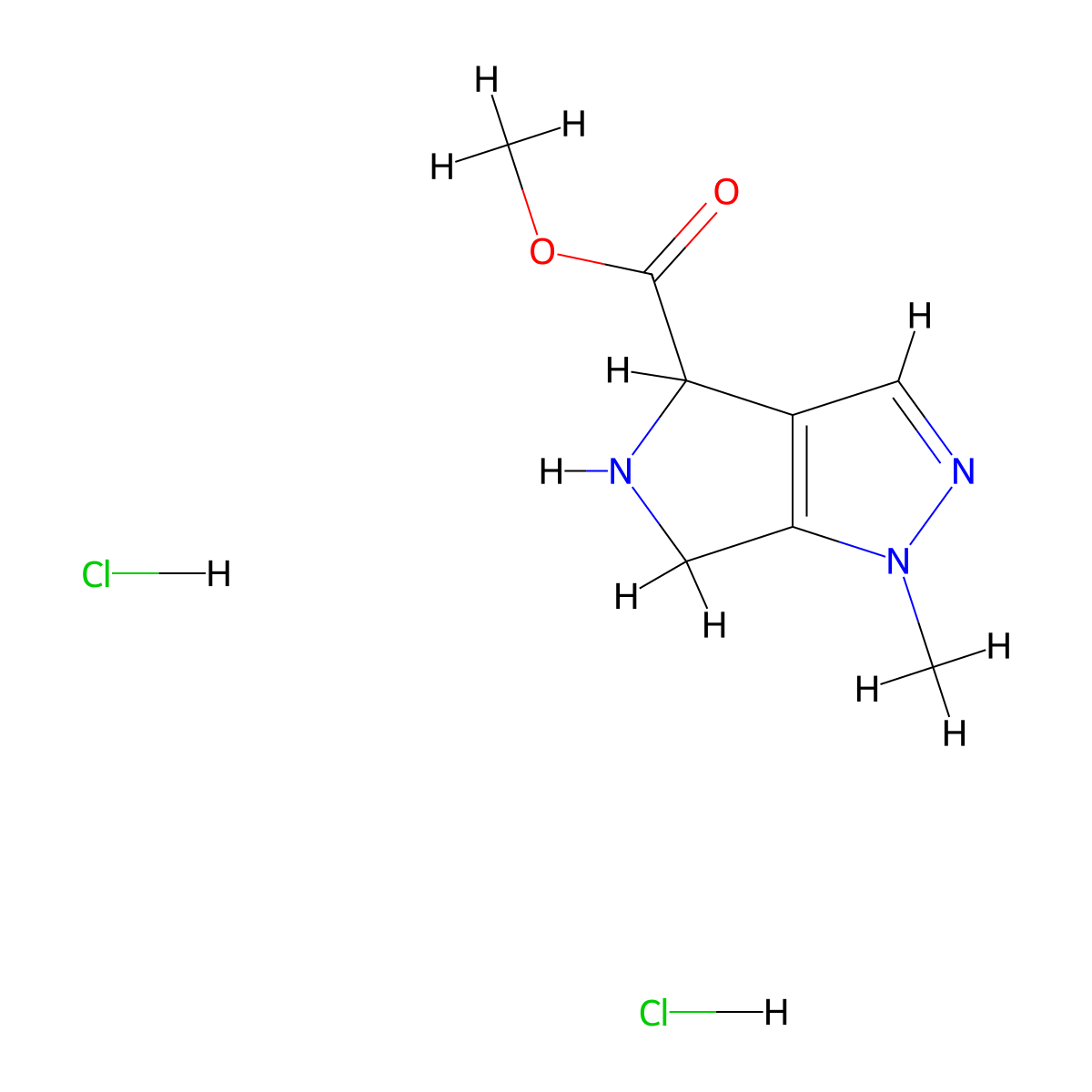 methyl1-methyl-1H,4H,5H,6H-pyrrolo[3,4-c]pyrazole-4-carboxylatedihydrochloride molecular structure, CAS 2309447-75-2