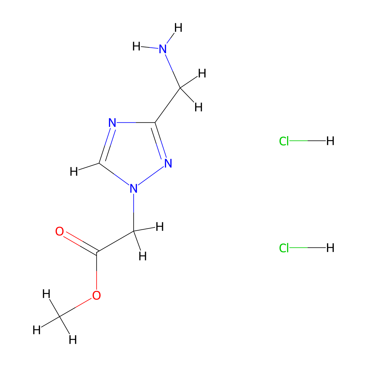 methyl 2-[3-(aminomethyl)-1H-1,2,4-triazol-1-yl]acetate dihydrochloride molecular structure, CAS 2309447-76-3