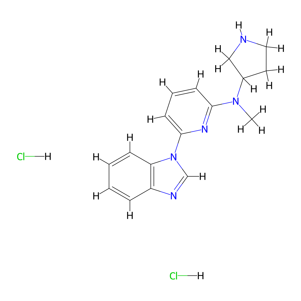6-(1H-1,3-benzodiazol-1-yl)-N-methyl-N-(pyrrolidin-3-yl)pyridin-2-amine dihydrochloride molecular structure, CAS 2309448-07-3