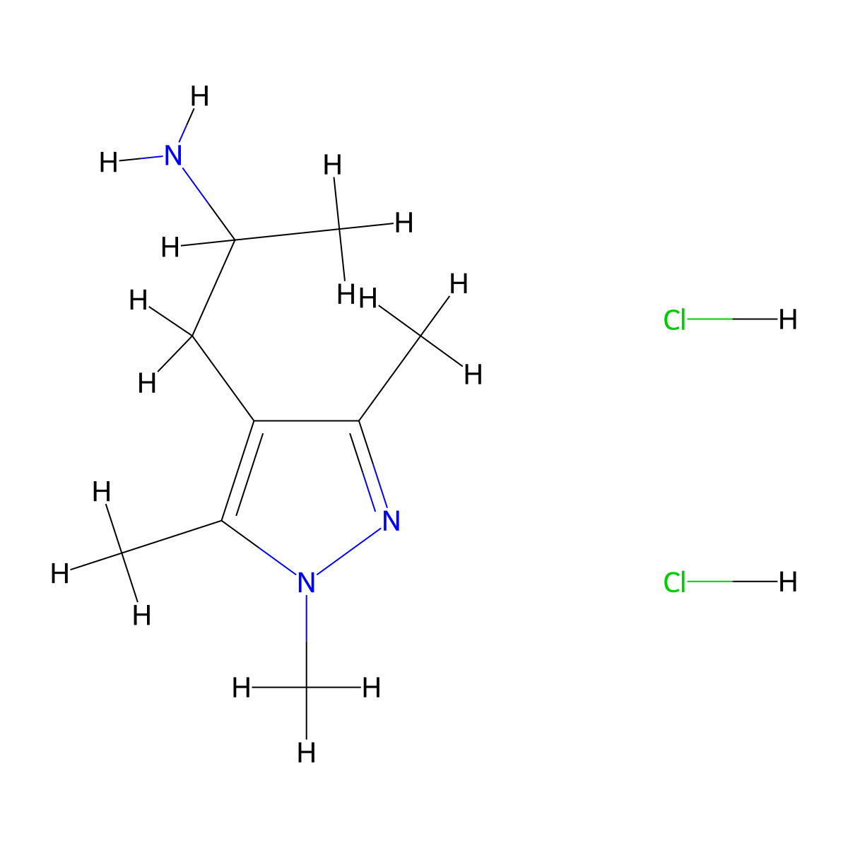 1-(trimethyl-1H-pyrazol-4-yl)propan-2-amine dihydrochloride molecular structure, CAS 2309448-13-1