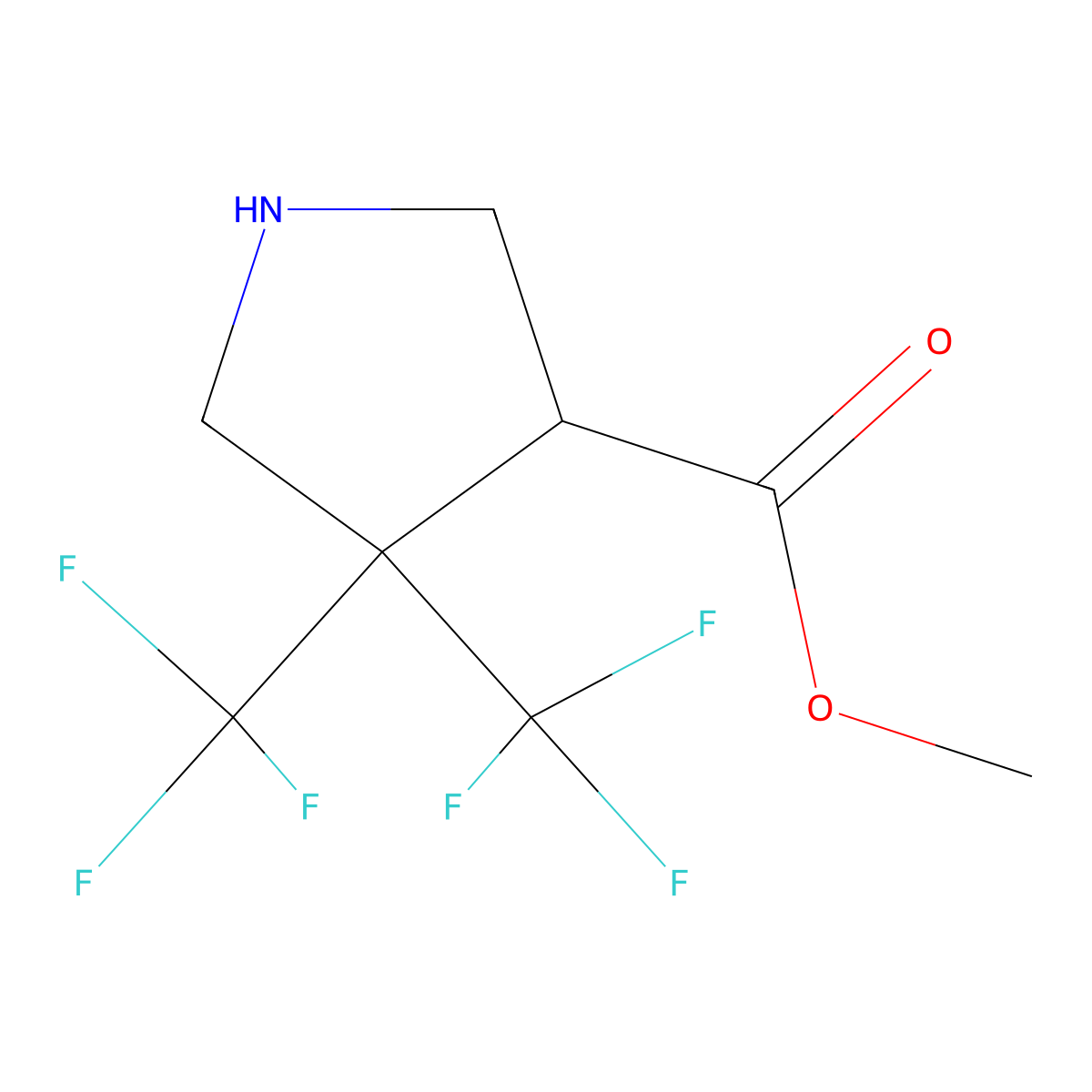 Methyl 4,4-bis(trifluoromethyl)pyrrolidine-3-carboxylate molecular structure, CAS 2309448-21-1