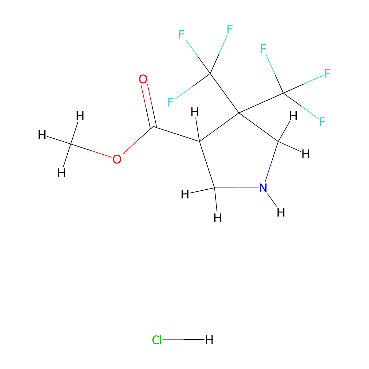 Methyl4,4-bis(trifluoromethyl)pyrrolidine-3-carboxylatehydrochloride molecular structure, CAS 2309448-22-2