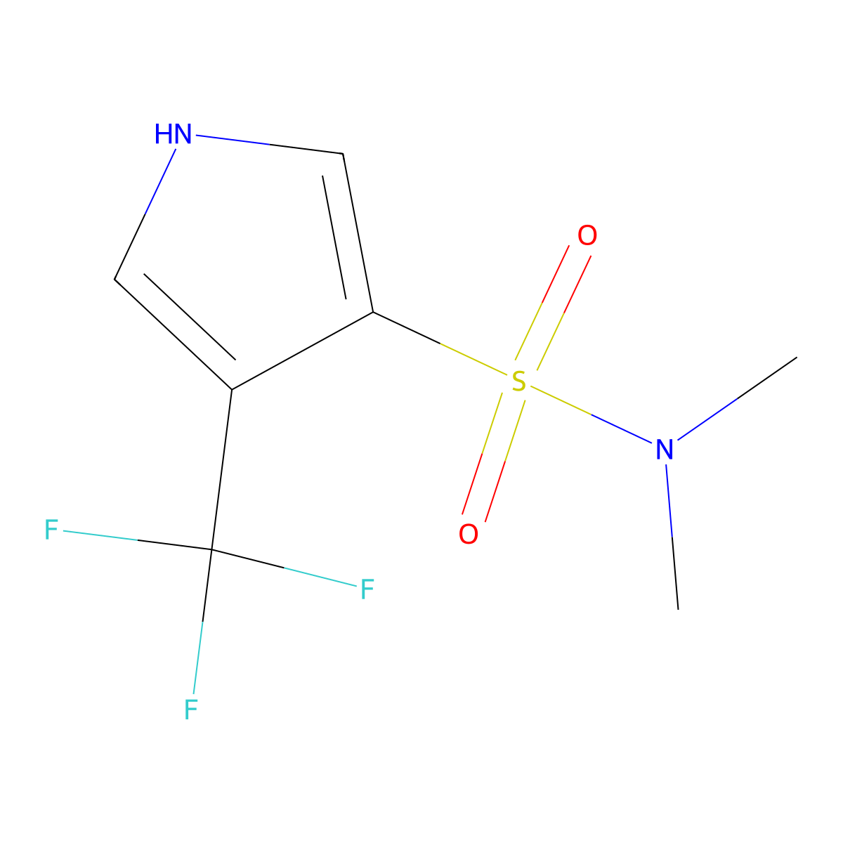 N,N-dimethyl-4-(trifluoromethyl)-1H-pyrrole-3-sulfonamide molecular structure, CAS 2309448-24-4