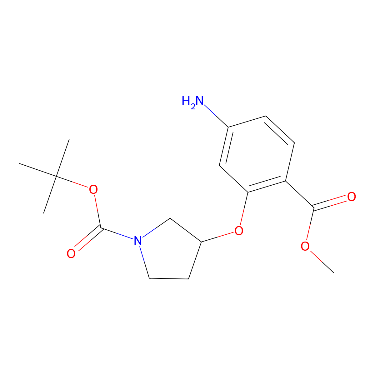 Tert-butyl 3-[5-amino-2-(methoxycarbonyl)phenoxy]pyrrolidine-1-carboxylate molecular structure, CAS 2309448-63-1