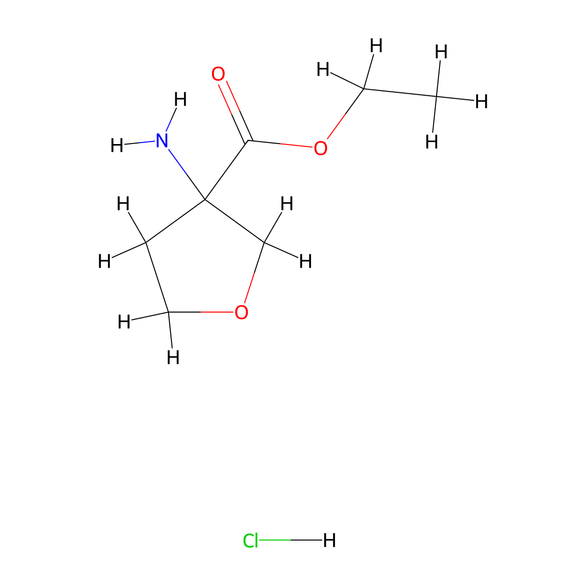 Ethyl 3-aminooxolane-3-carboxylate hydrochloride molecular structure, CAS 2309448-83-5