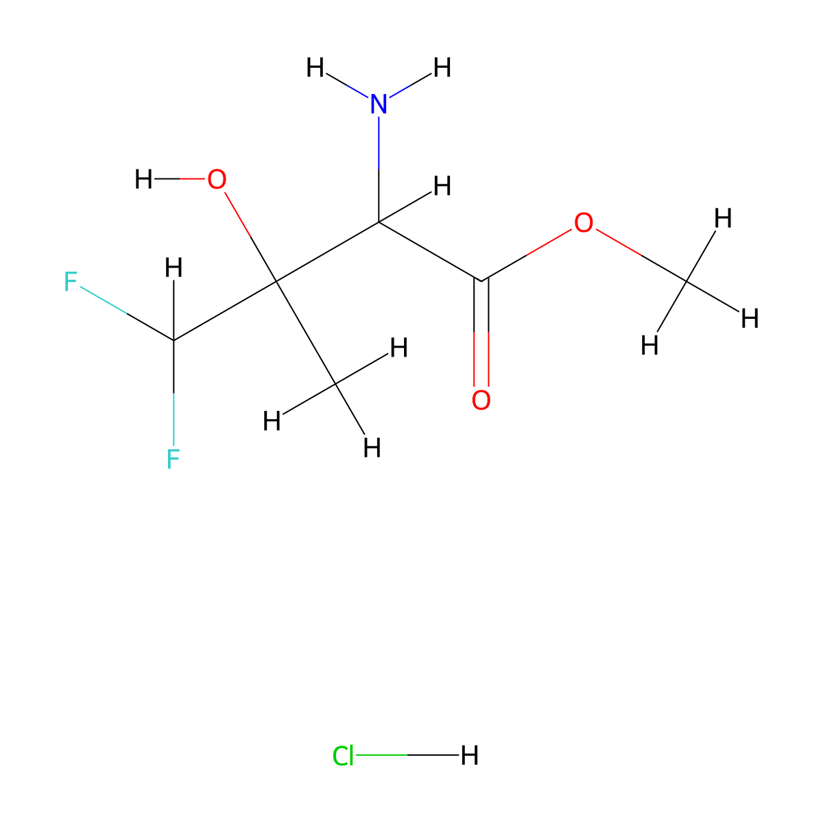 Methyl 2-amino-4,4-difluoro-3-hydroxy-3-methylbutanoate hydrochloride molecular structure, CAS 2309449-01-0