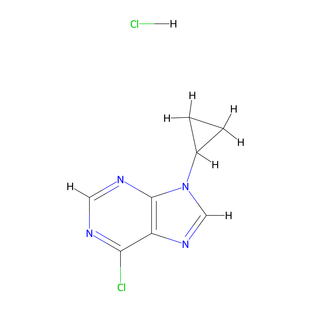 6-chloro-9-cyclopropyl-9H-purine hydrochloride molecular structure, CAS 2309449-60-1