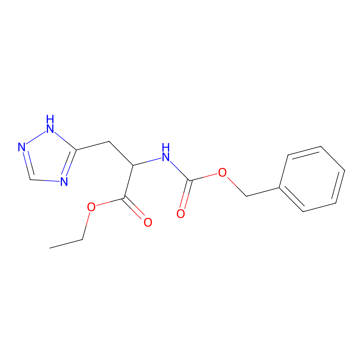 ethyl 2-(((benzyloxy)carbonyl)amino)-3-(1H-1,2,4-triazol-3-yl)propanoate molecular structure, CAS 2309449-79-2
