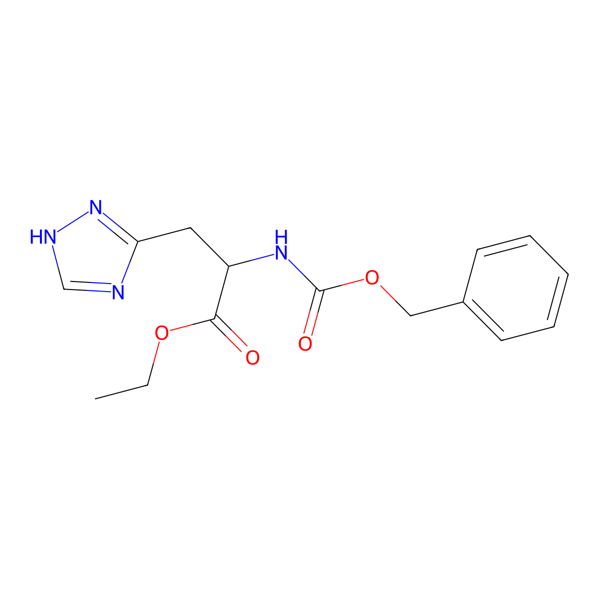 ethyl 2-(((benzyloxy)carbonyl)amino)-3-(1H-1,2,4-triazol-3-yl)propanoate molecular structure, CAS 2309449-79-2