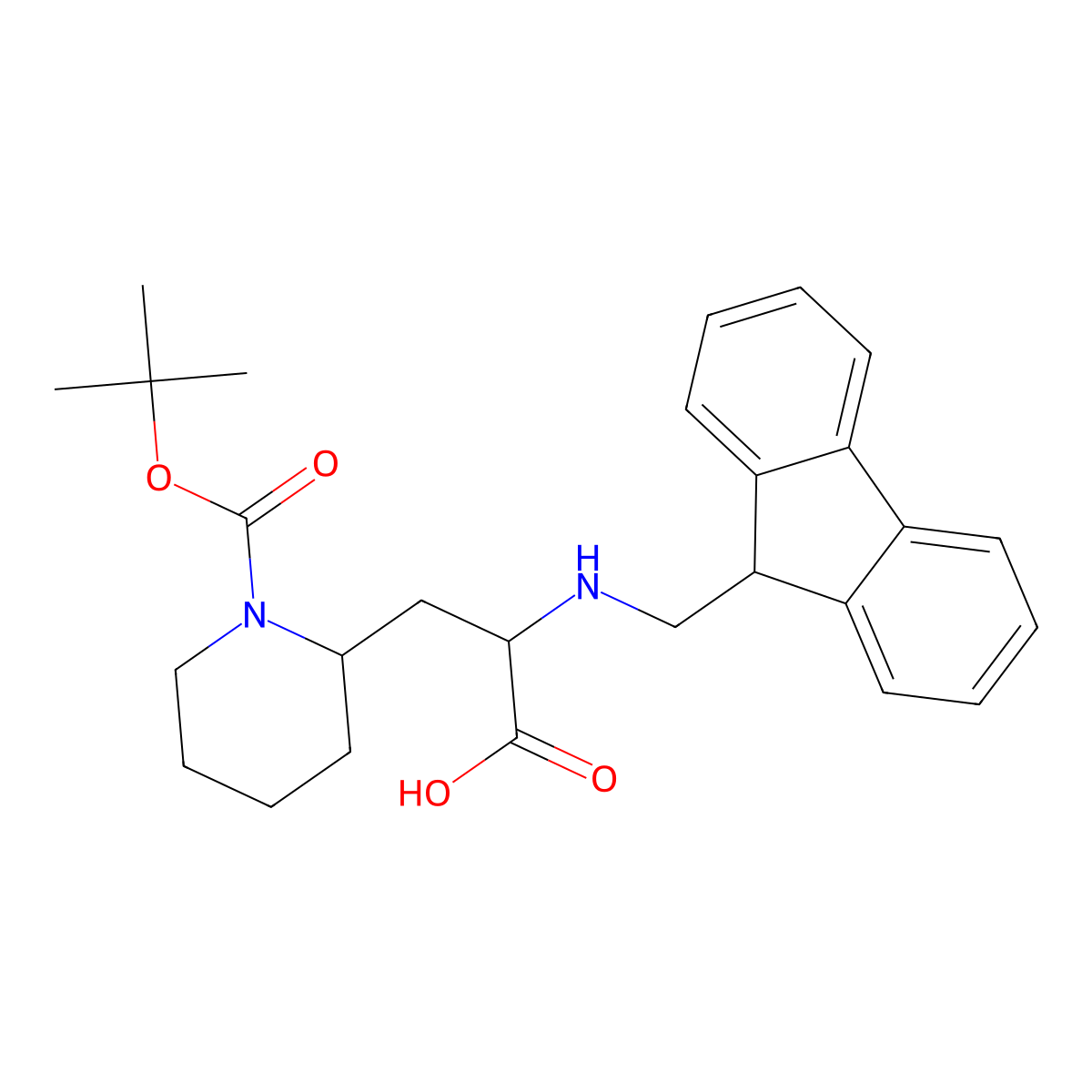 3-{1-[(tert-butoxy)carbonyl]piperidin-2-yl}-2-{[(9H-fluoren-9-yl)methyl]amino}propanoic acid molecular structure, CAS 2309449-85-0