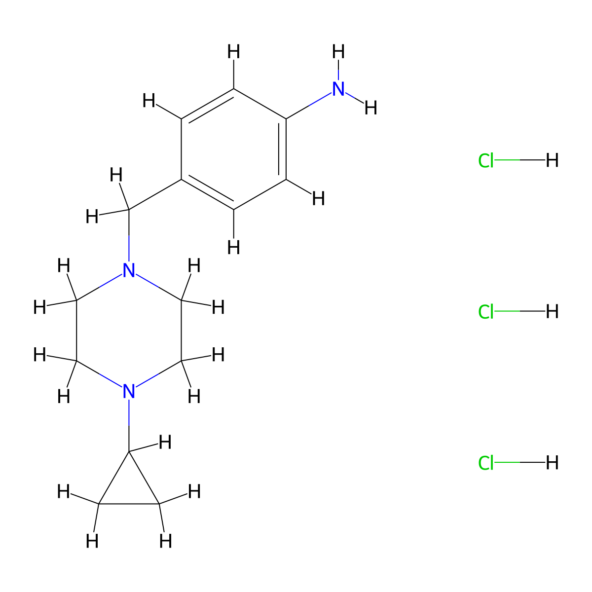 4-[(4-Cyclopropylpiperazin-1-yl)methyl]anilinetrihydrochloride molecular structure, CAS 2309453-40-3