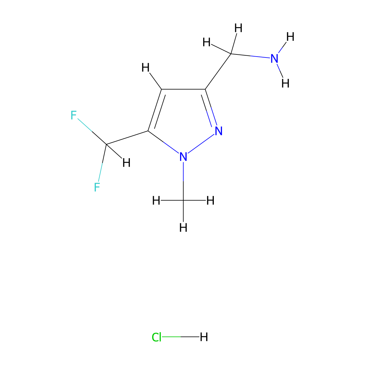 [5-(Difluoromethyl)-1-methylpyrazol-3-yl]methanamine;hydrochloride molecular structure, CAS 2309454-12-2