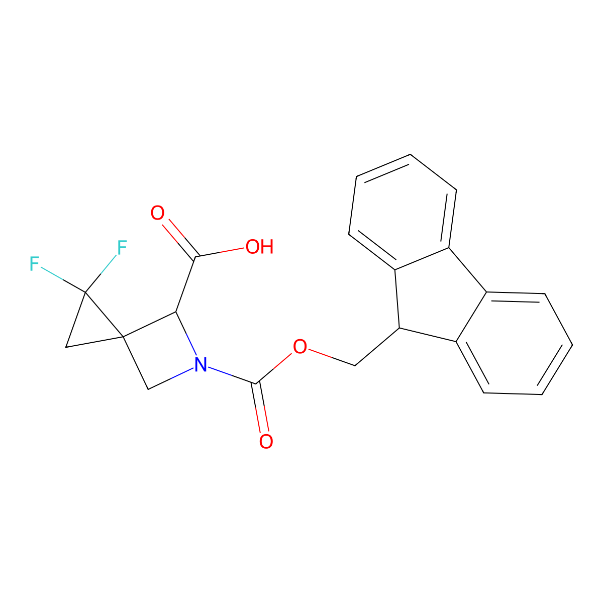 5-{[(9H-fluoren-9-yl)methoxy]carbonyl}-1,1-difluoro-5-azaspiro[2.3]hexane-4-carboxylic acid molecular structure, CAS 2309454-46-2