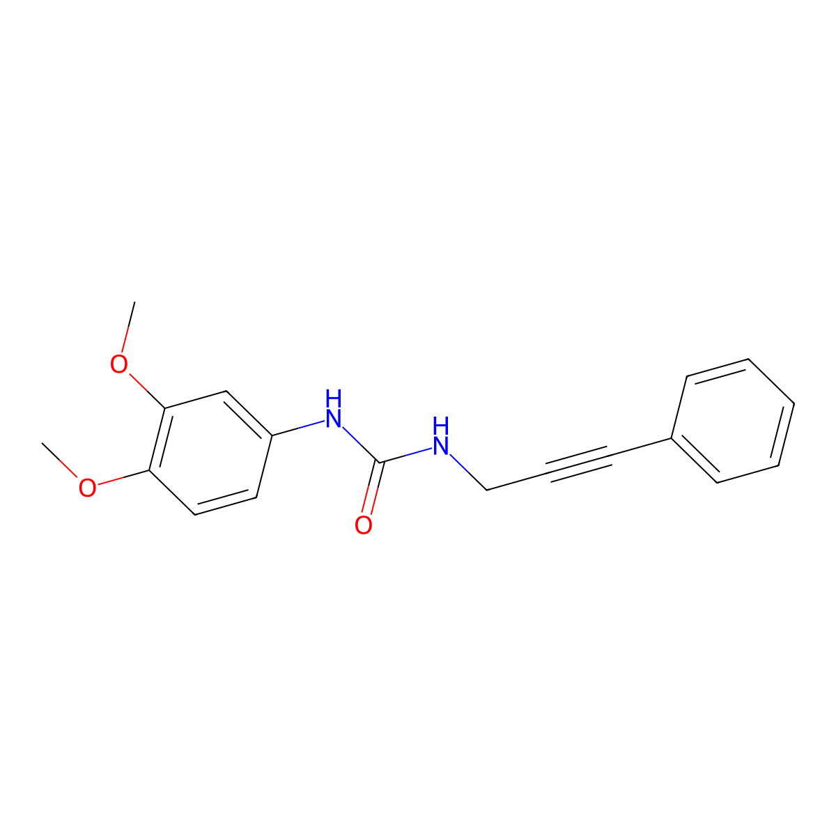 3-(3,4-Dimethoxyphenyl)-1-(3-phenylprop-2-yn-1-yl)urea molecular structure, CAS 2309454-86-0