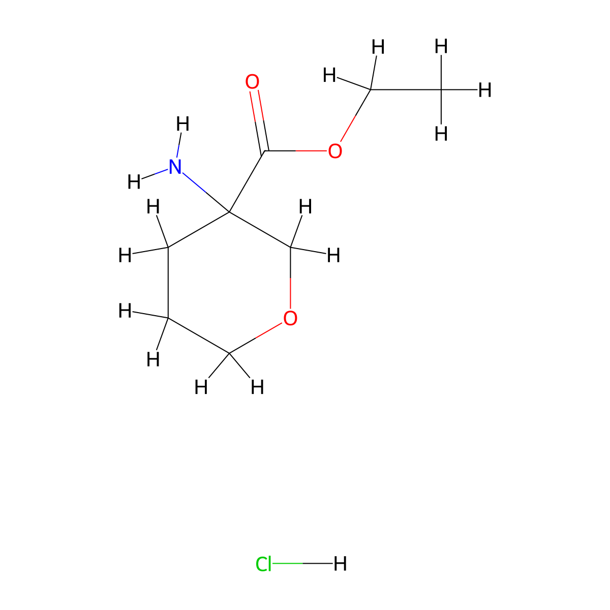 Ethyl 3-aminooxane-3-carboxylate hydrochloride molecular structure, CAS 2309455-54-5