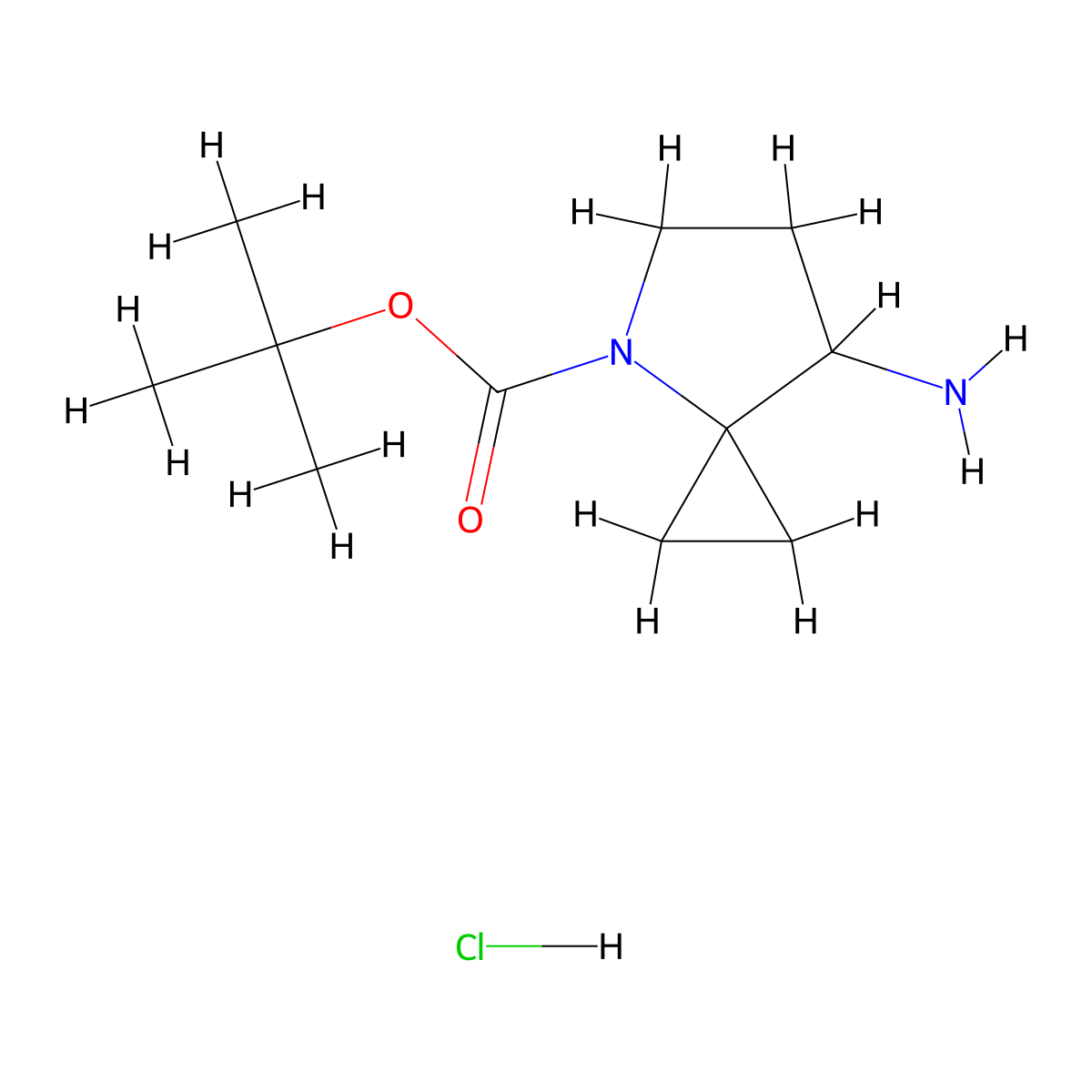 Tert-butyl 7-amino-4-azaspiro[2.4]heptane-4-carboxylate hydrochloride molecular structure, CAS 2309456-36-6