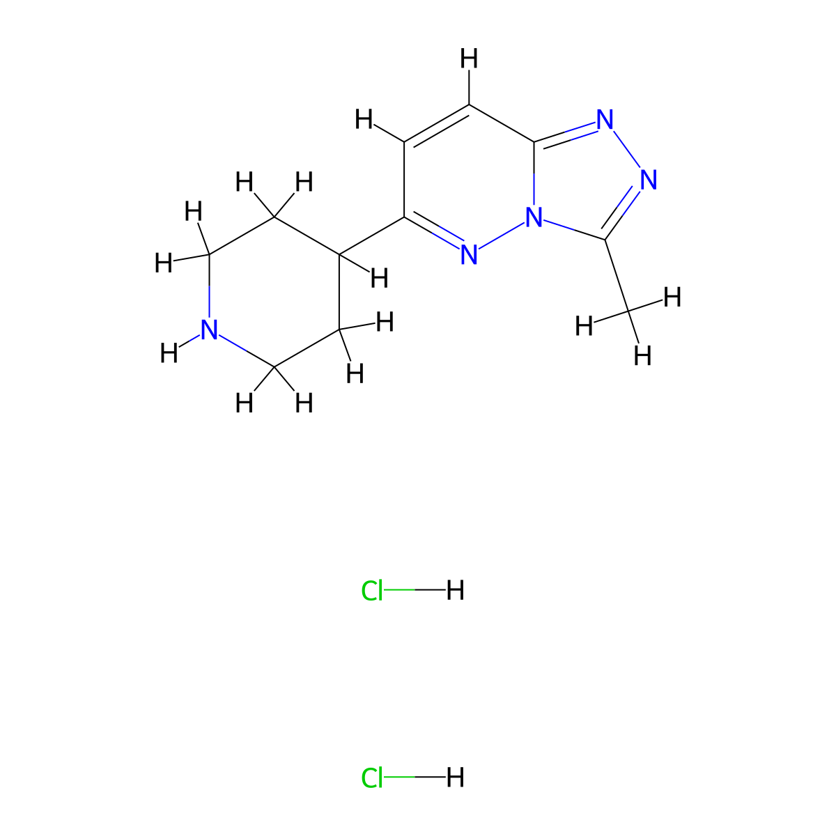 4-(3-Methyl-(1,2,4)triazolo(4,3-b)pyridazin-6-yl)piperidine dihydrochloride molecular structure, CAS 2309456-46-8