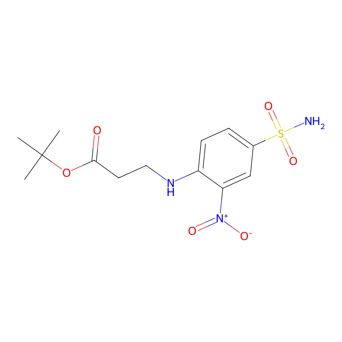Tert-butyl 3-(2-nitro-4-sulfamoylanilino)propanoate molecular structure, CAS 2309456-58-2