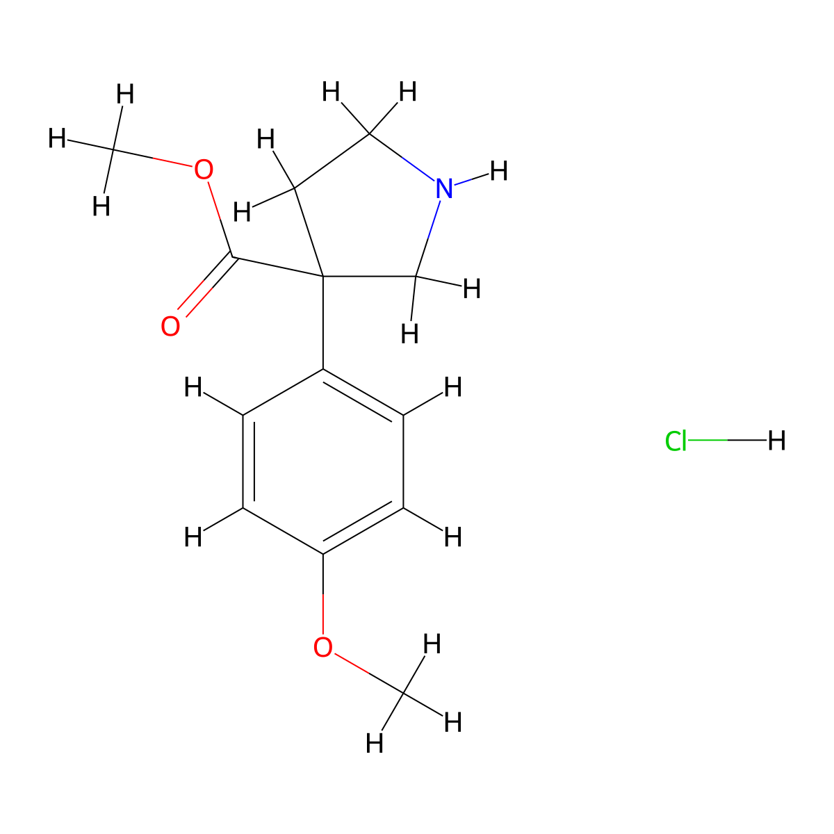Methyl 3-(4-methoxyphenyl)pyrrolidine-3-carboxylate hydrochloride molecular structure, CAS 2309456-69-5