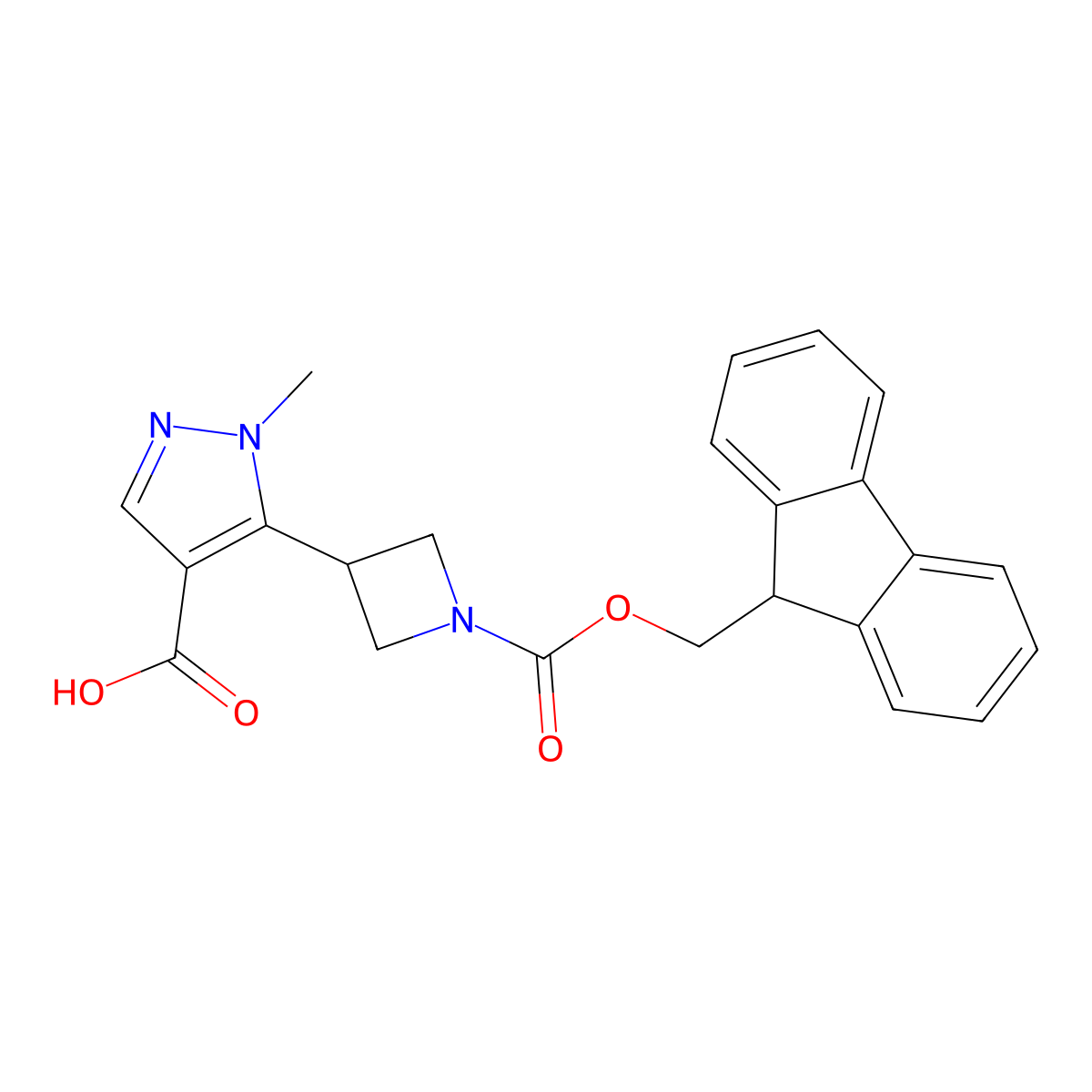 5-[1-(9H-Fluoren-9-ylmethoxycarbonyl)azetidin-3-yl]-1-methylpyrazole-4-carboxylic acid molecular structure, CAS 2309457-02-9
