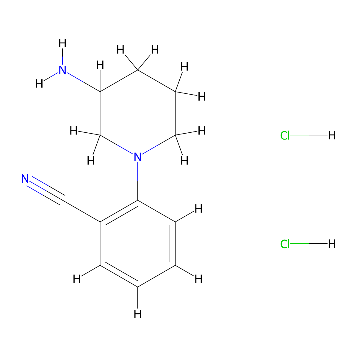2-(3-Aminopiperidin-1-yl)benzonitrile dihydrochloride molecular structure, CAS 2309457-17-6
