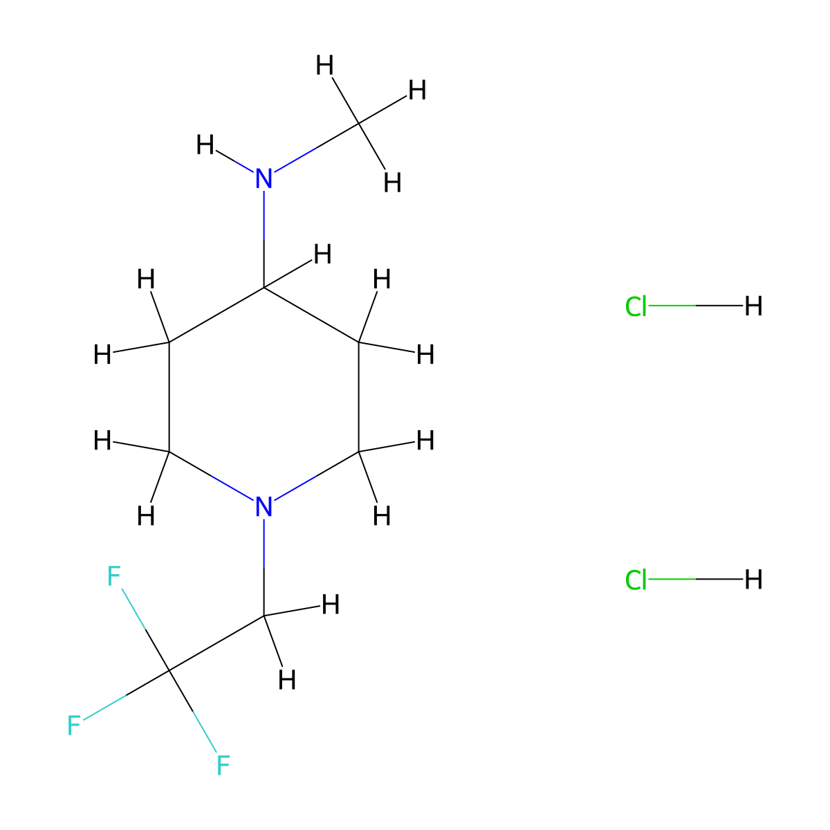 N-methyl-1-(2,2,2-trifluoroethyl)piperidin-4-amine dihydrochloride molecular structure, CAS 2309457-21-2