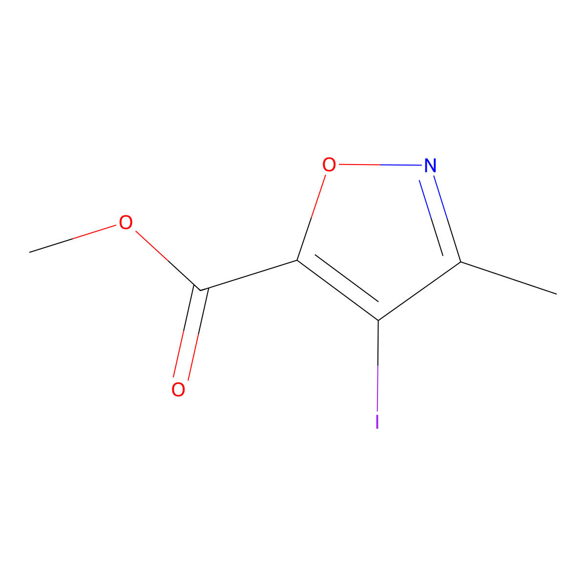 Methyl 4-iodo-3-methyl-1,2-oxazole-5-carboxylate molecular structure, CAS 2309457-57-4