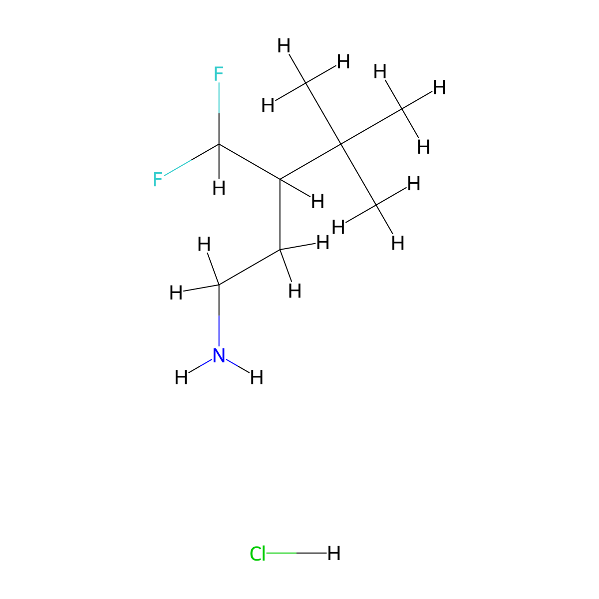 3-(Difluoromethyl)-4,4-dimethylpentan-1-aminehydrochloride molecular structure, CAS 2309457-68-7