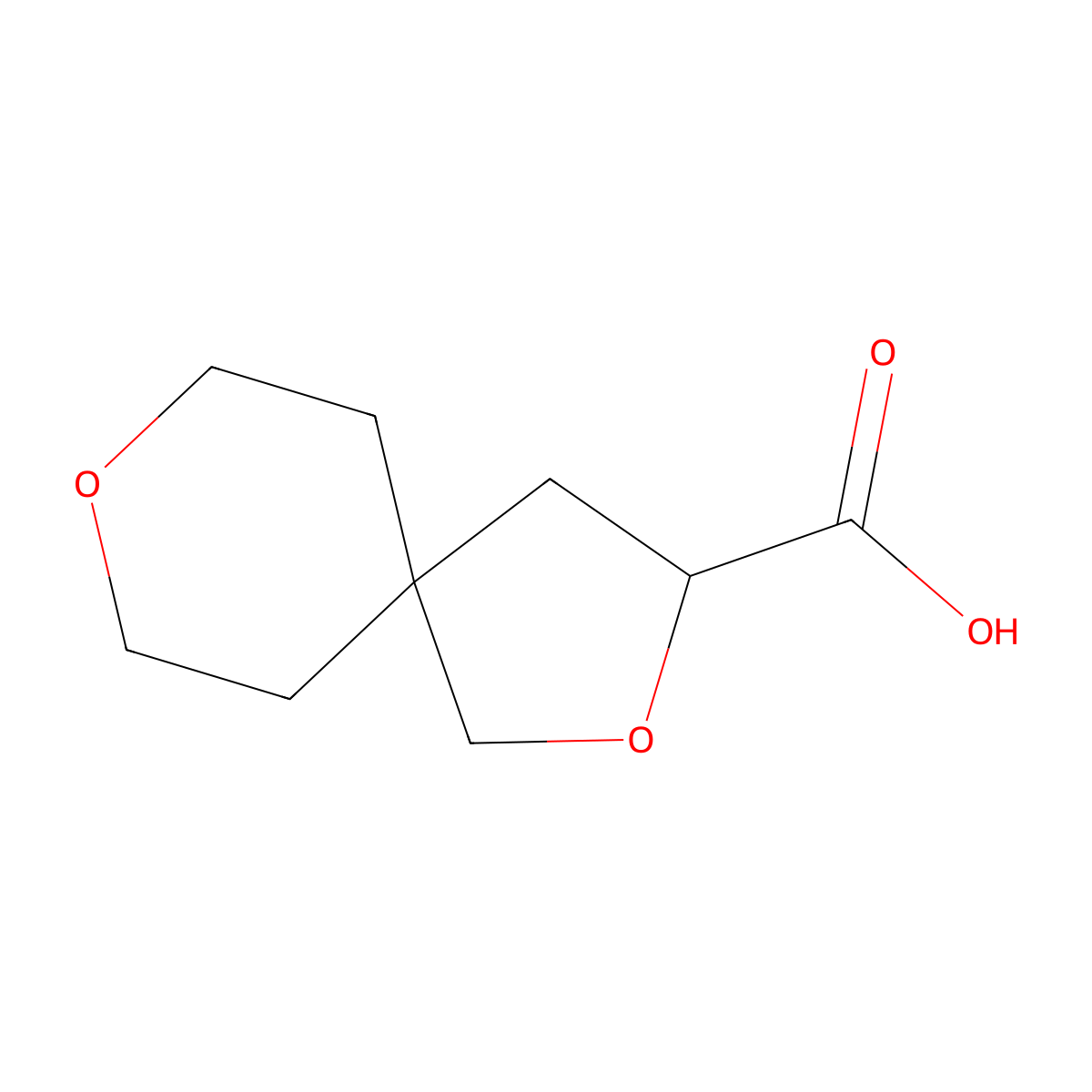 2,8-Dioxaspiro[4.5]decane-3-carboxylic acid molecular structure, CAS 2309458-17-9
