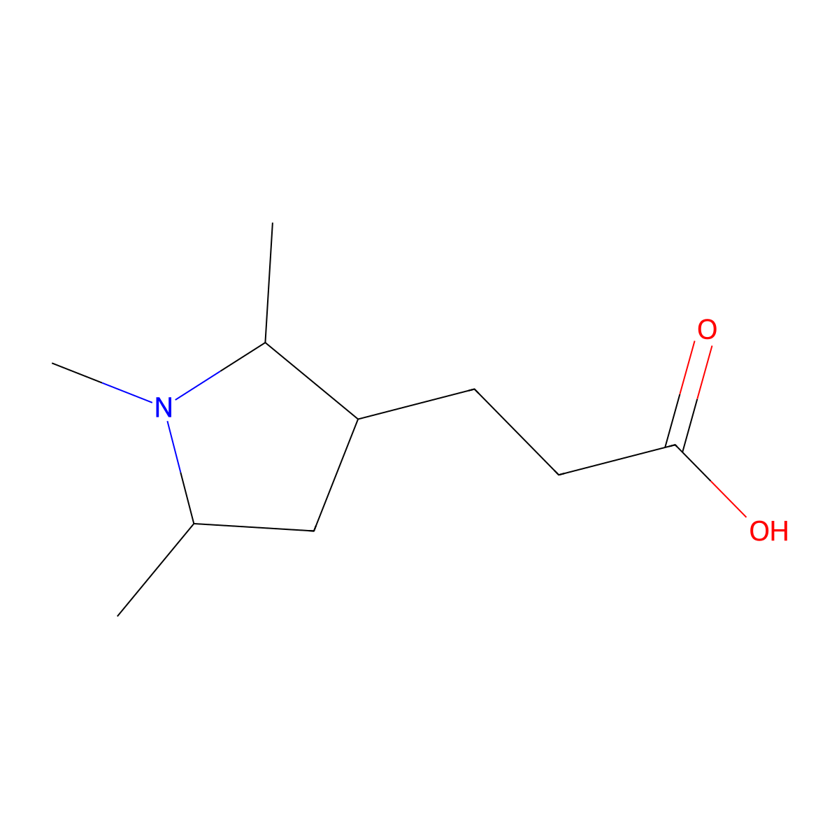3-(1,2,5-Trimethylpyrrolidin-3-yl)propanoic acid molecular structure, CAS 2309458-46-4