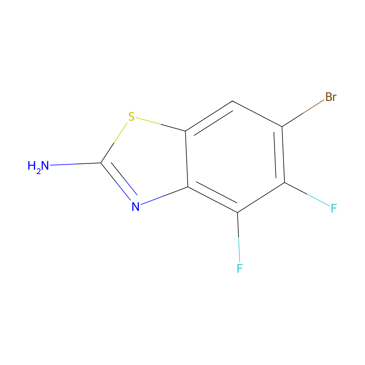 6-Bromo-4,5-difluoro-1,3-benzothiazol-2-amine molecular structure, CAS 2309459-57-0