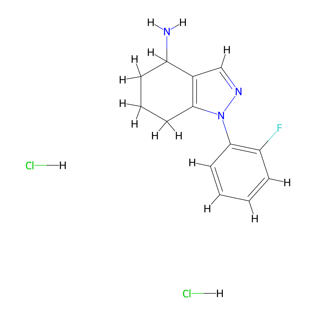 1-(2-Fluorophenyl)-4,5,6,7-tetrahydroindazol-4-amine;dihydrochloride molecular structure, CAS 2309459-79-6