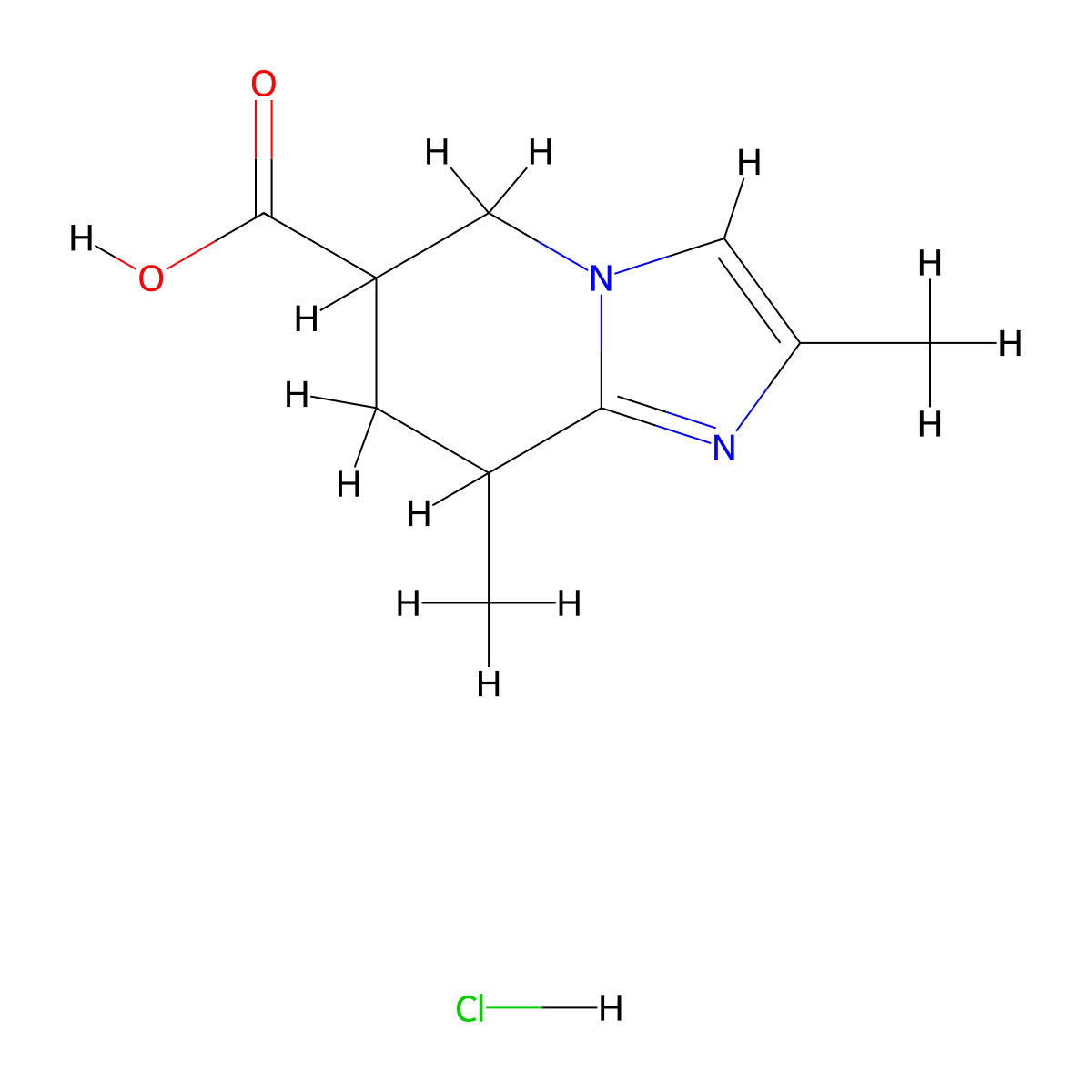 2,8-dimethyl-5H,6H,7H,8H-imidazo(1,2-a)pyridine-6-carboxylic acid hydrochloride molecular structure, CAS 2309459-81-0