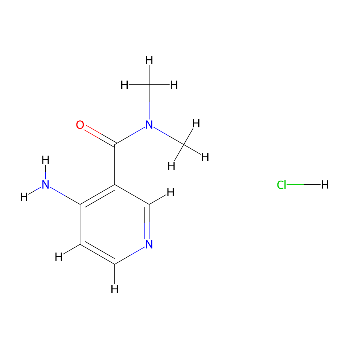 4-amino-N,N-dimethylpyridine-3-carboxamide hydrochloride molecular structure, CAS 2309459-91-2