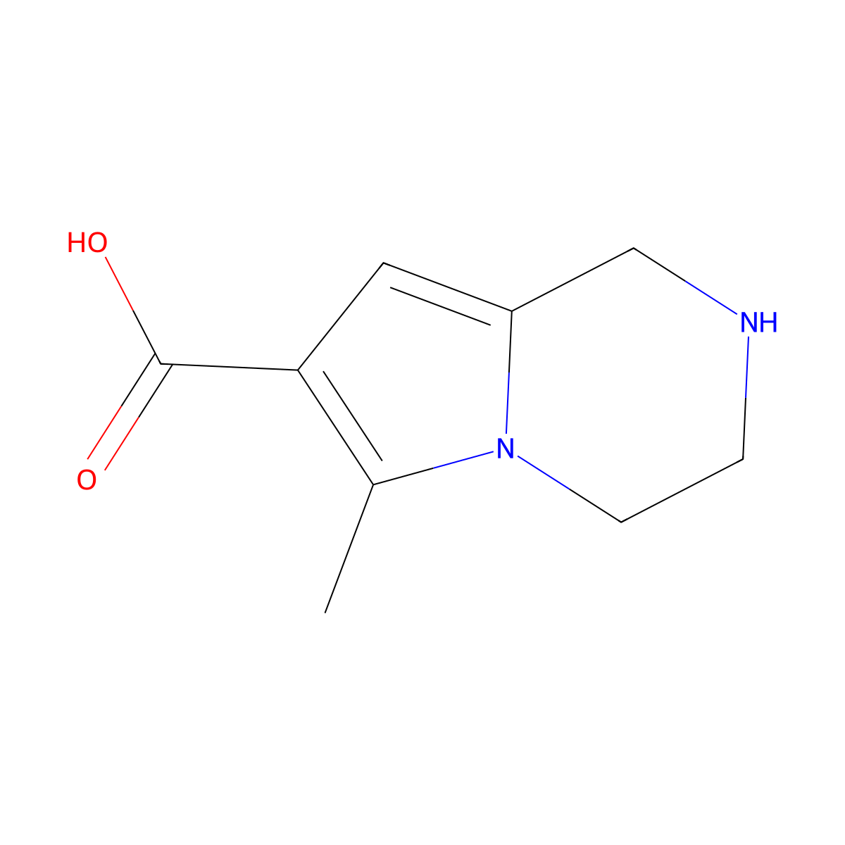 6-methyl-1H,2H,3H,4H-pyrrolo[1,2-a]pyrazine-7-carboxylic acid molecular structure, CAS 2309459-95-6
