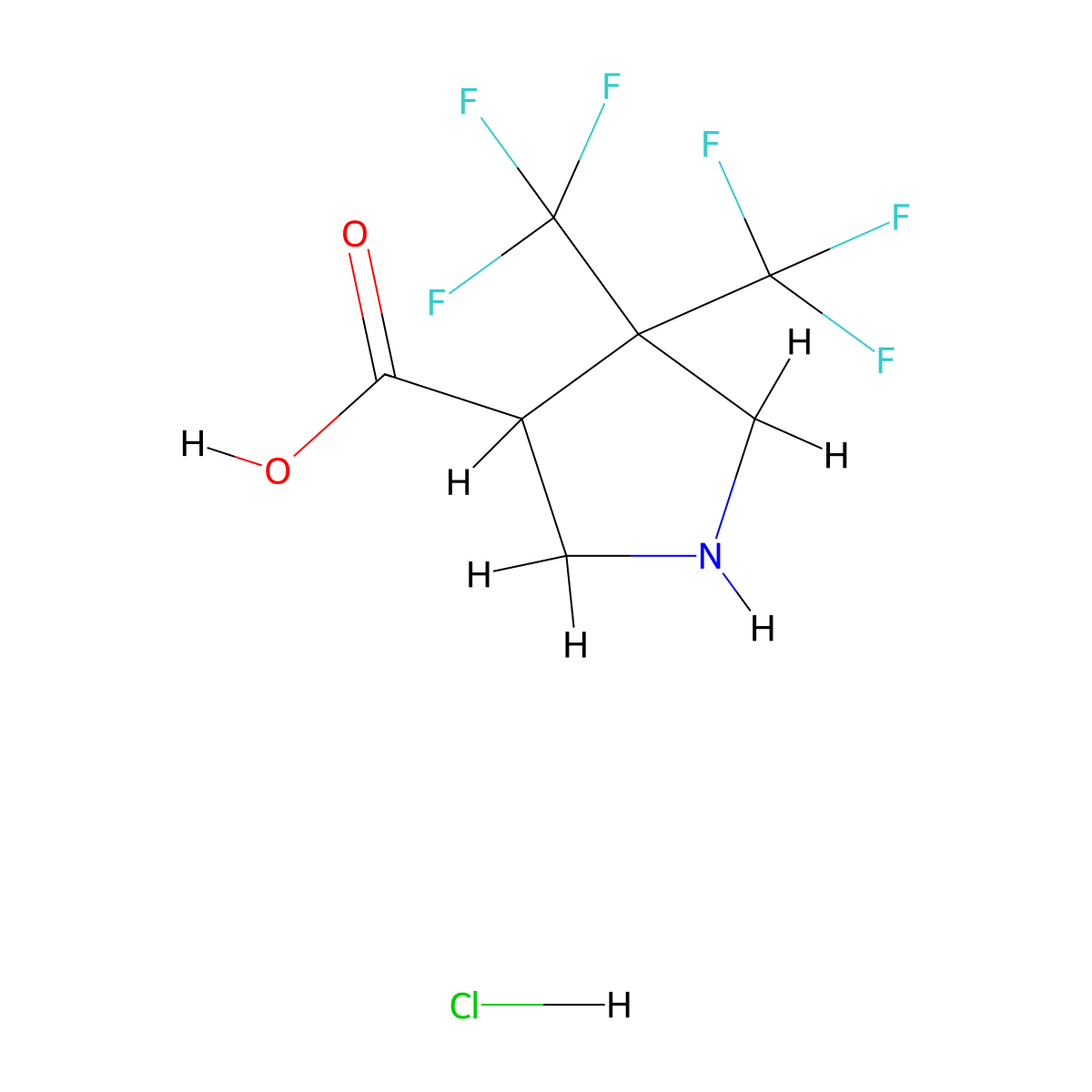 4,4-Bis(trifluoromethyl)pyrrolidine-3-carboxylic acid hydrochloride molecular structure, CAS 2309460-11-3