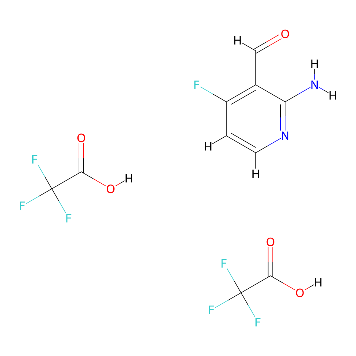 2-Amino-4-fluoropyridine-3-carbaldehyde,bis(trifluoroaceticacid) molecular structure, CAS 2309460-72-6