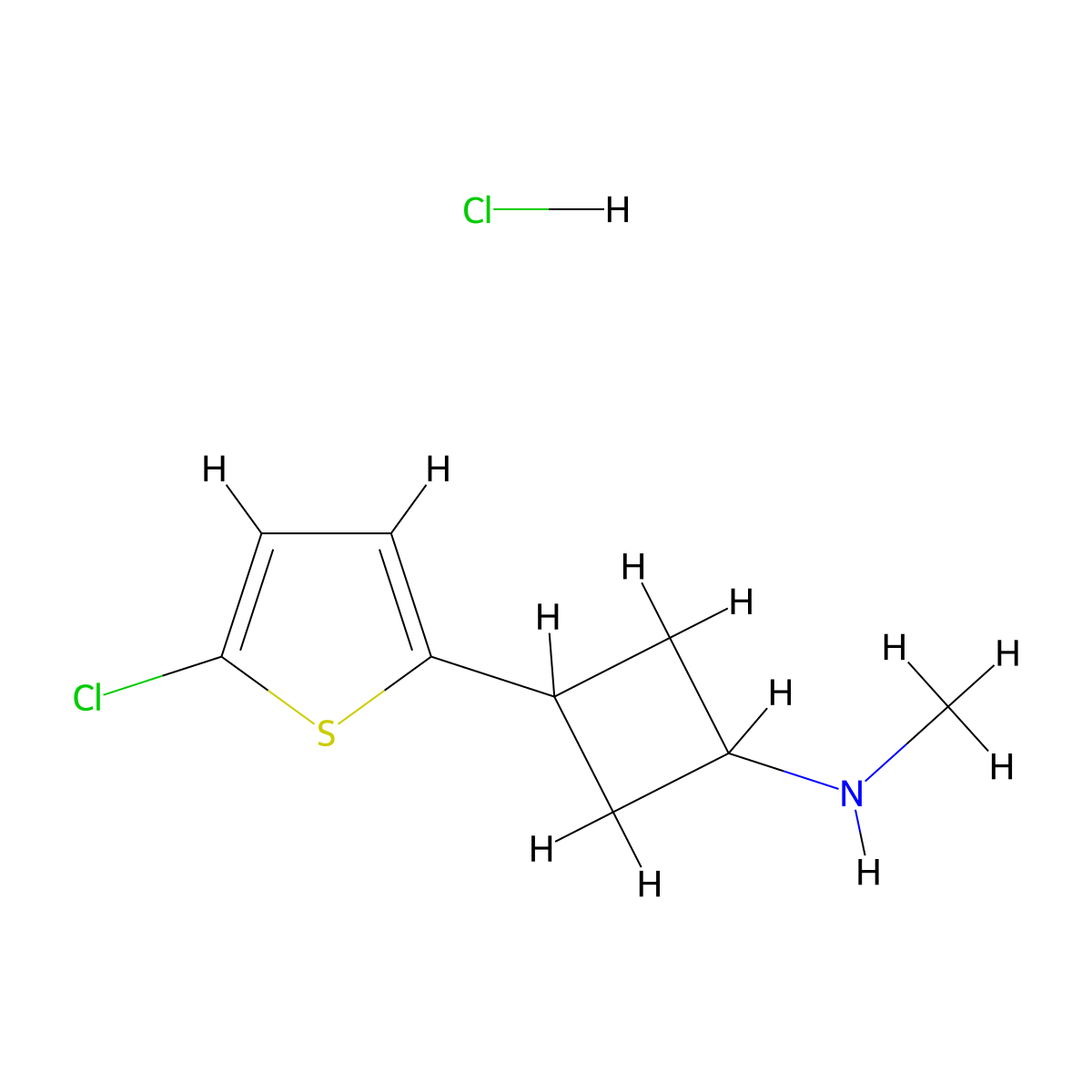 3-(5-chlorothiophen-2-yl)-N-methylcyclobutan-1-amine hydrochloride molecular structure, CAS 2309460-92-0