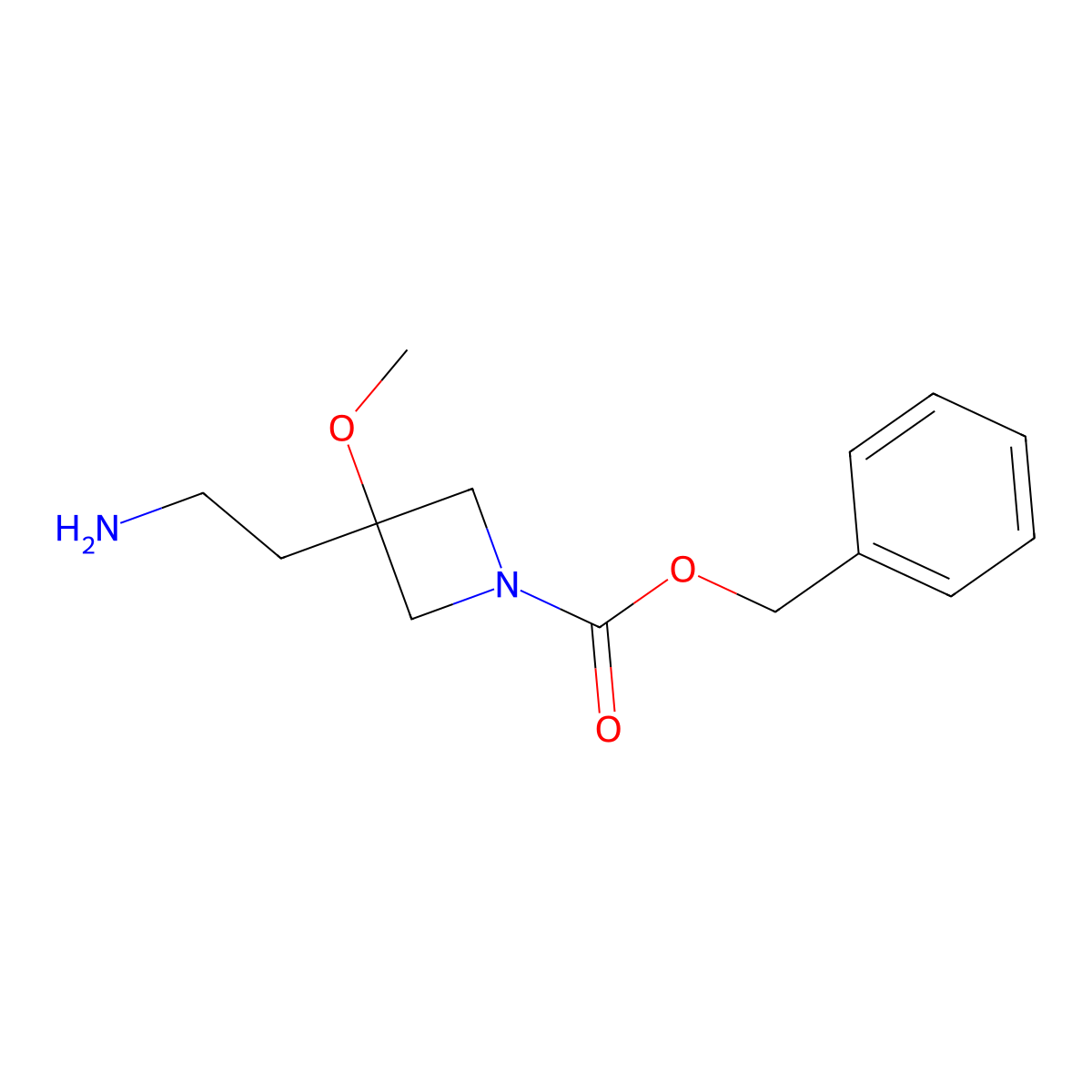 Benzyl 3-(2-aminoethyl)-3-methoxyazetidine-1-carboxylate molecular structure, CAS 2309461-09-2