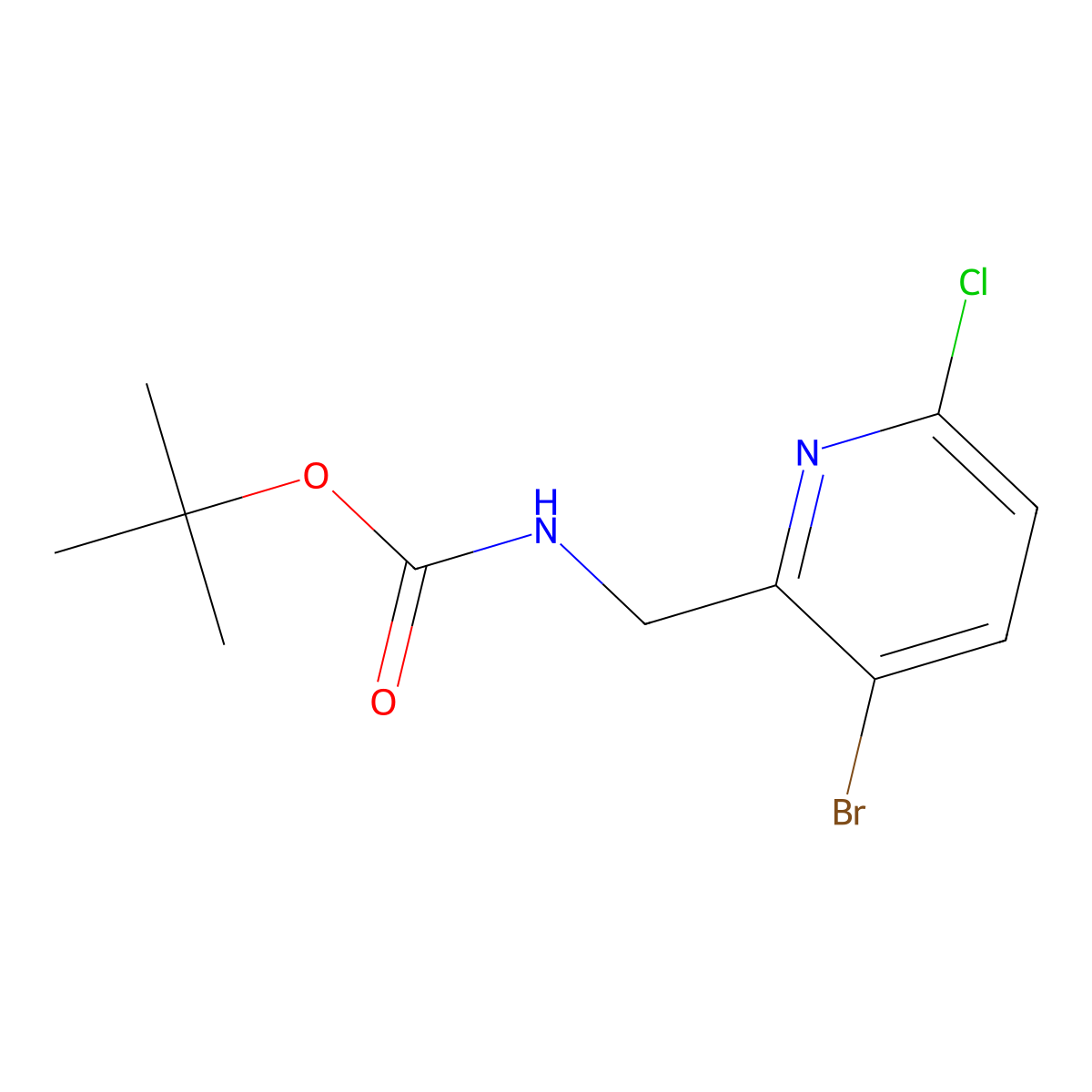 tert-butyl N-((3-bromo-6-chloropyridin-2-yl)methyl)carbamate molecular structure, CAS 2309461-88-7