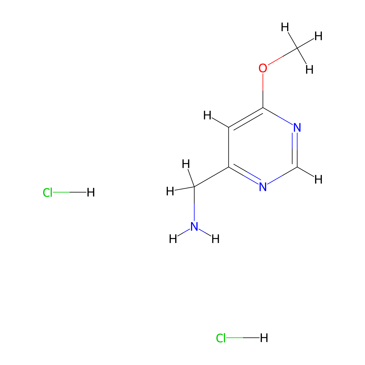 (6-Methoxypyrimidin-4-yl)methanamine dihydrochloride molecular structure, CAS 2309461-90-1