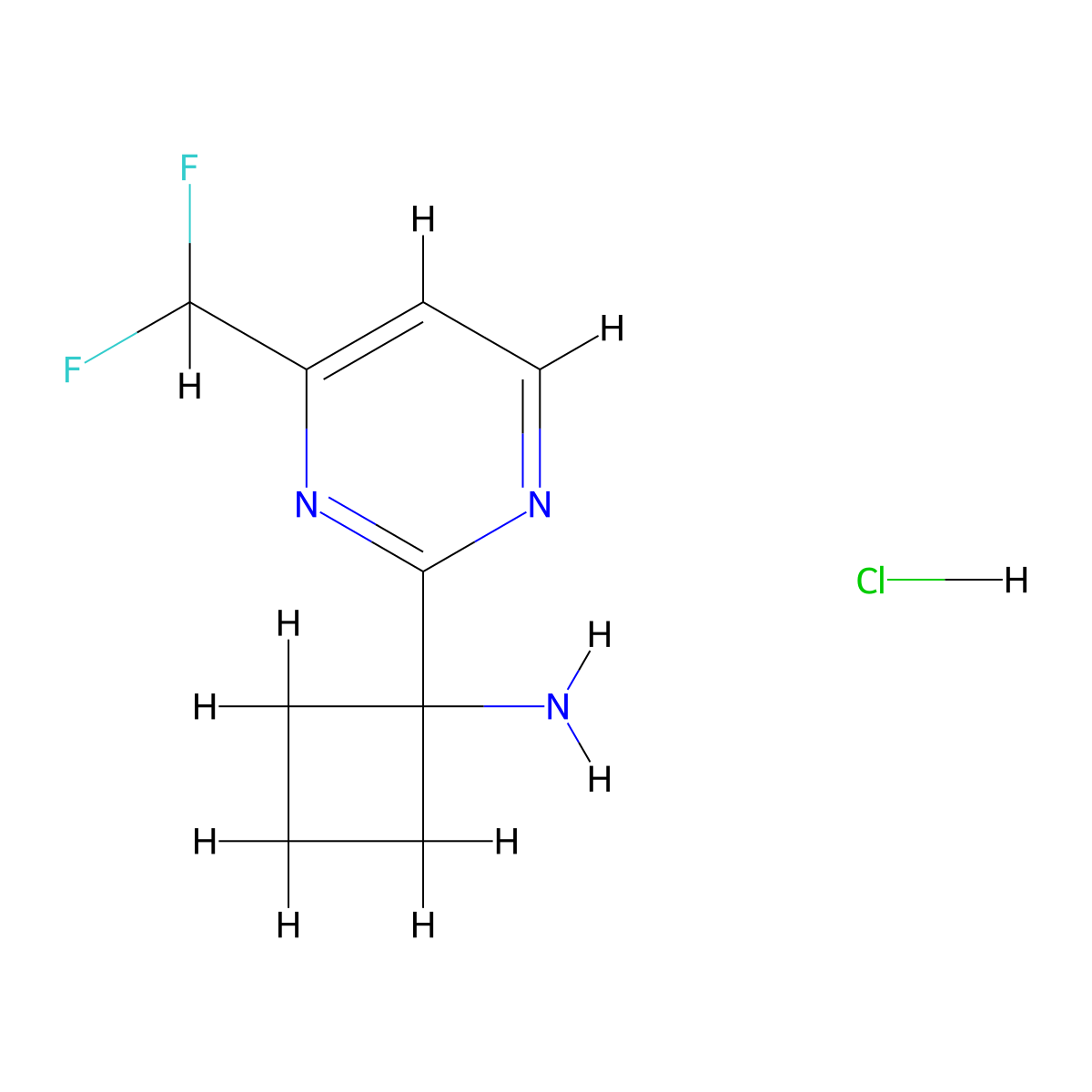 1-[4-(Difluoromethyl)pyrimidin-2-yl]cyclobutan-1-amine hydrochloride molecular structure, CAS 2309462-03-9