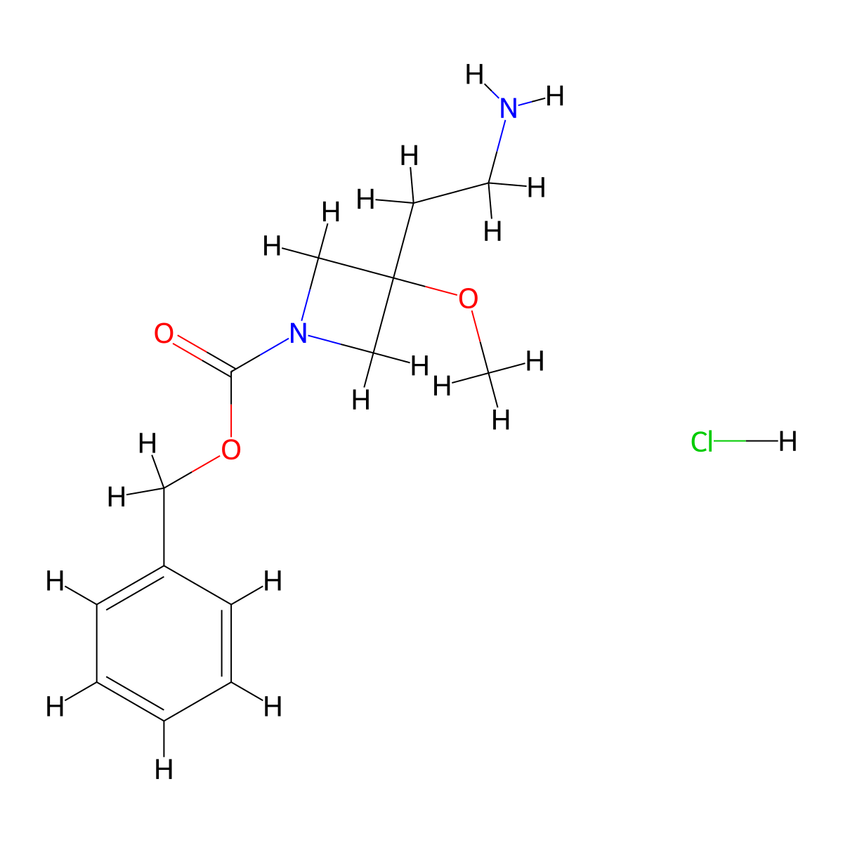 Benzyl 3-(2-aminoethyl)-3-methoxyazetidine-1-carboxylate hydrochloride molecular structure, CAS 2309462-06-2