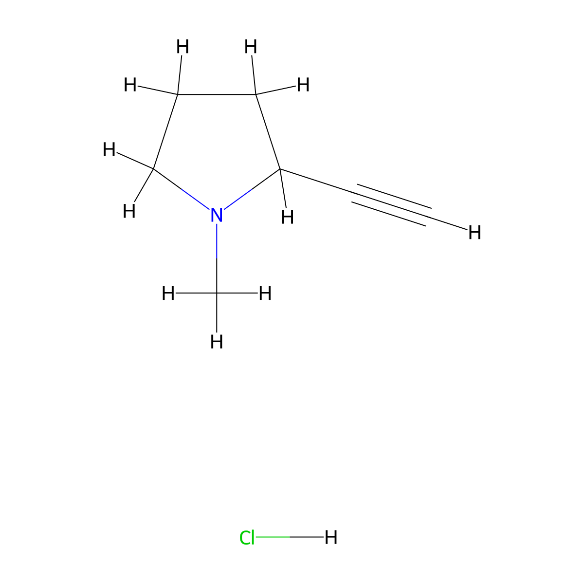 2-Ethynyl-1-methylpyrrolidine hydrochloride molecular structure, CAS 2309462-10-8