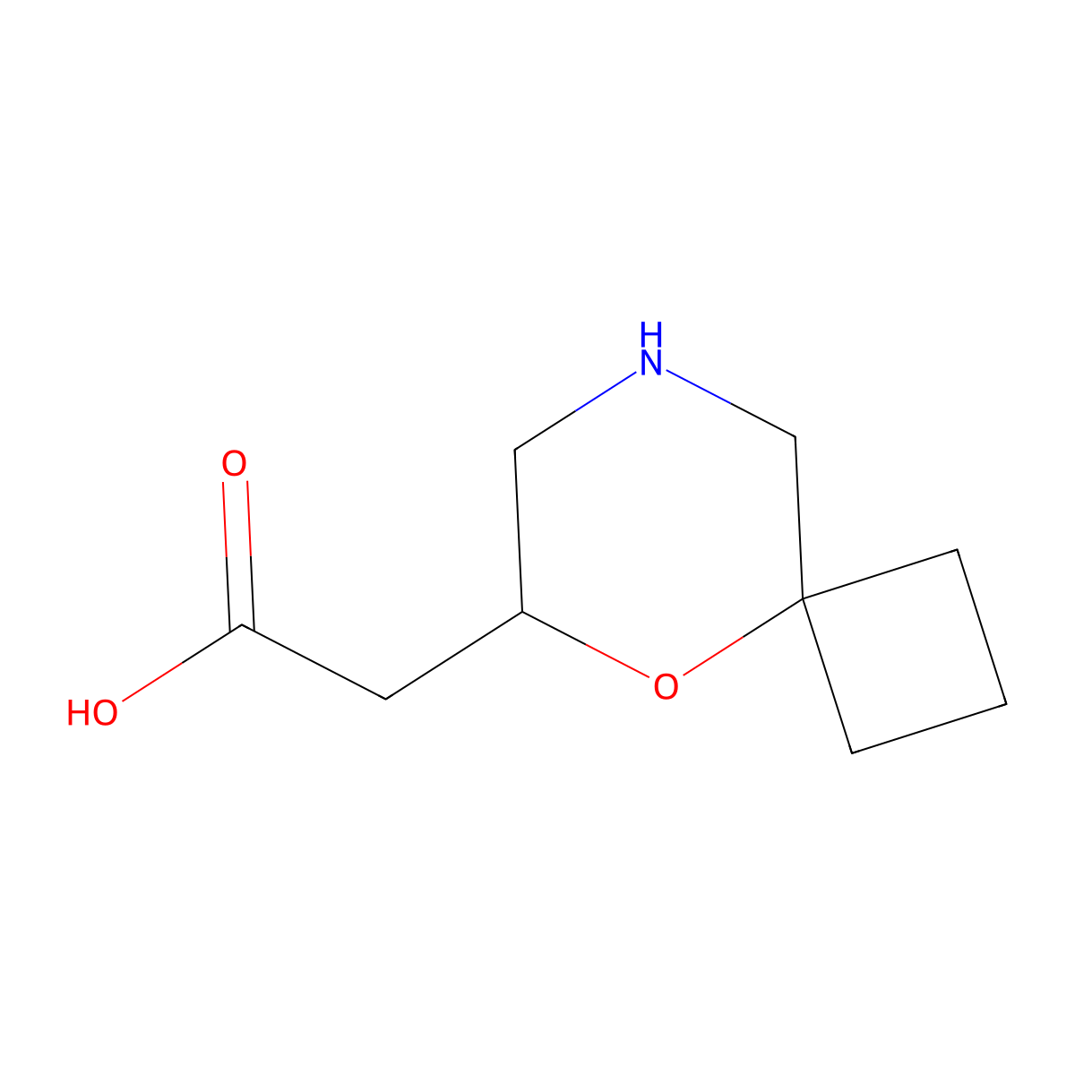 2-{5-Oxa-8-azaspiro[3.5]nonan-6-yl}acetic acid molecular structure, CAS 2309462-42-6