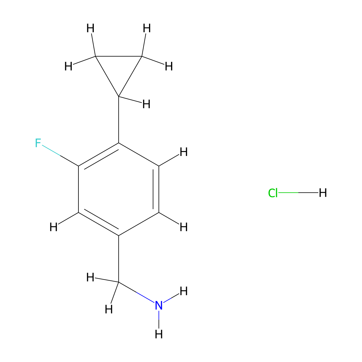 (4-Cyclopropyl-3-fluorophenyl)methanamine hydrochloride molecular structure, CAS 2309462-59-5