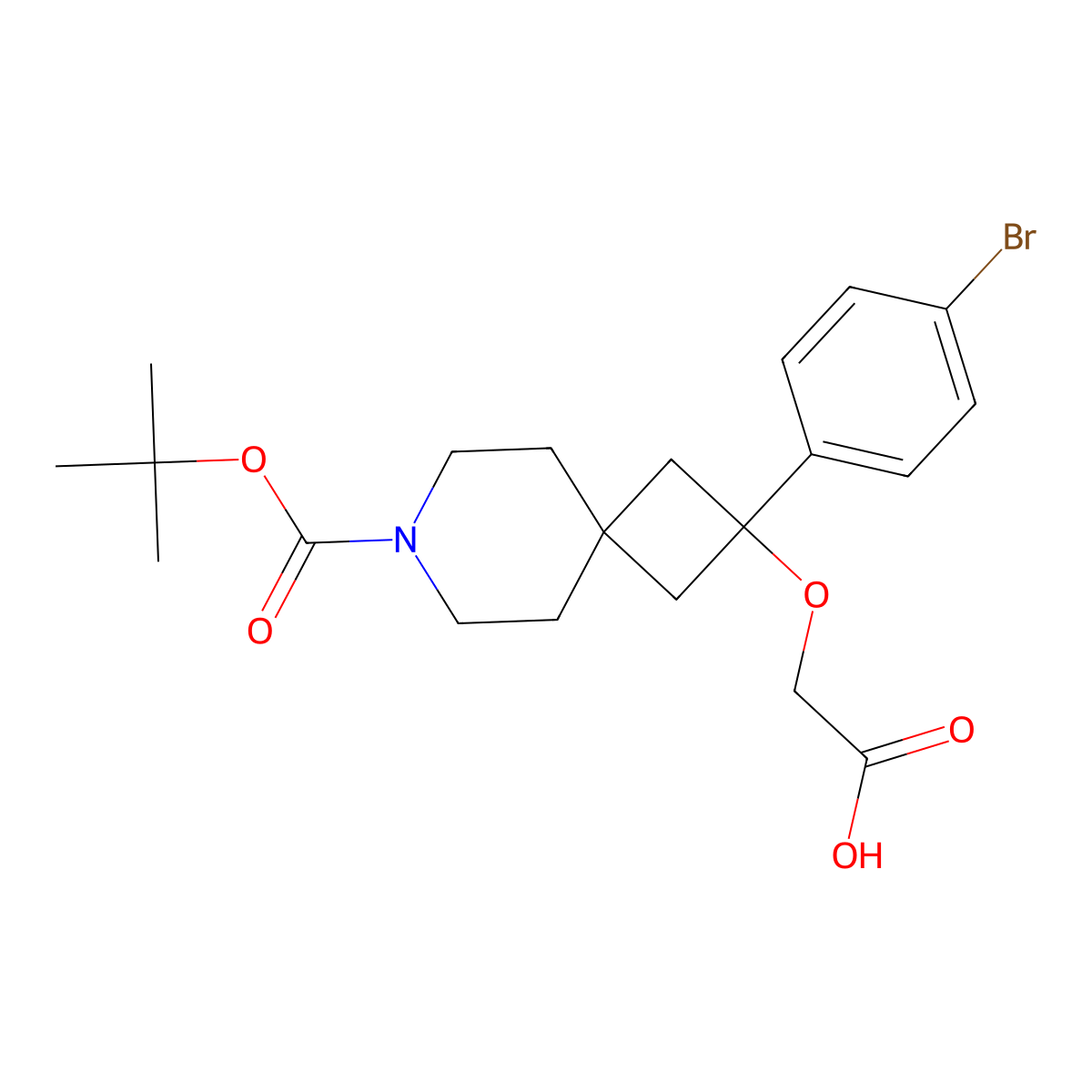 2-{[2-(4-Bromophenyl)-7-[(tert-butoxy)carbonyl]-7-azaspiro[3.5]nonan-2-yl]oxy}acetic acid molecular structure, CAS 2309462-71-1